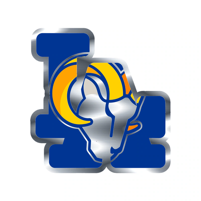 Los Angeles Rams - Blue LA with Ram - Silver Chrome Vinyl Sticker - Custom Size