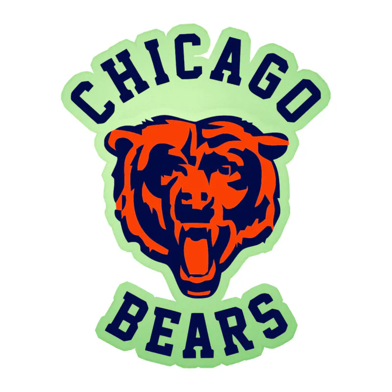 Chicago Bears - Head with Lettering 2 - Glow in the Dark Vinyl Sticker - Custom Size