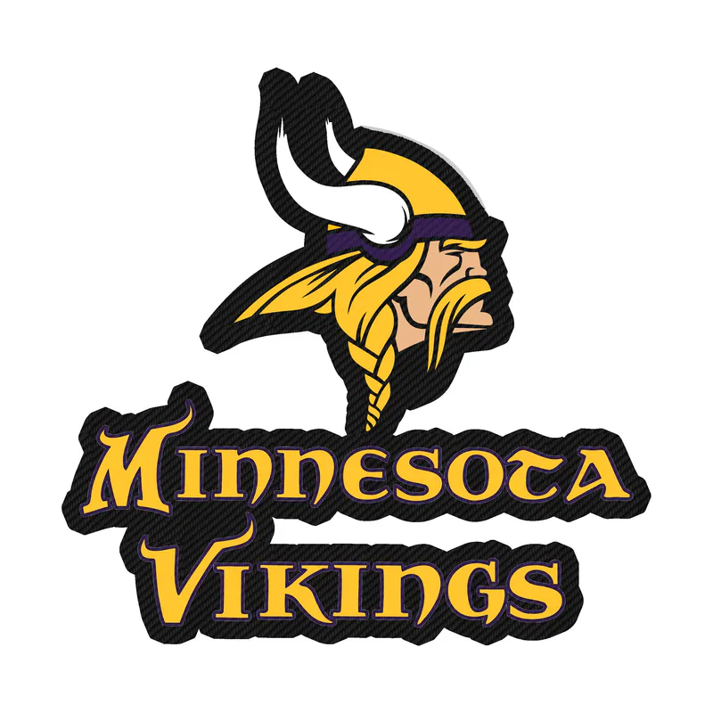 Minnesota Vikings - Viking Head with Lettering Below - Carbon Fiber Vinyl Sticker - Custom Size
