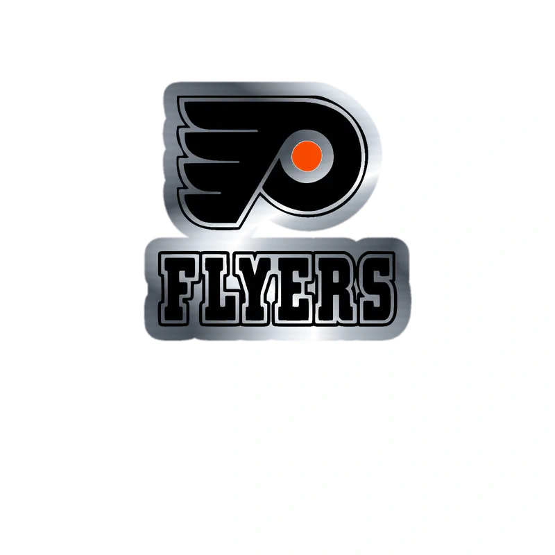 Philadelphia Flyers - P With Wings And Flyers - Silver Chrome Vinyl Sticker - Custom Size