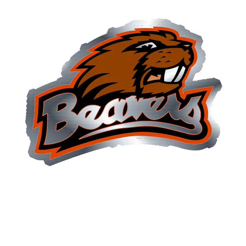 Oregon State Beavers - Image 1 - Silver Chrome Vinyl Decal - Custom Size