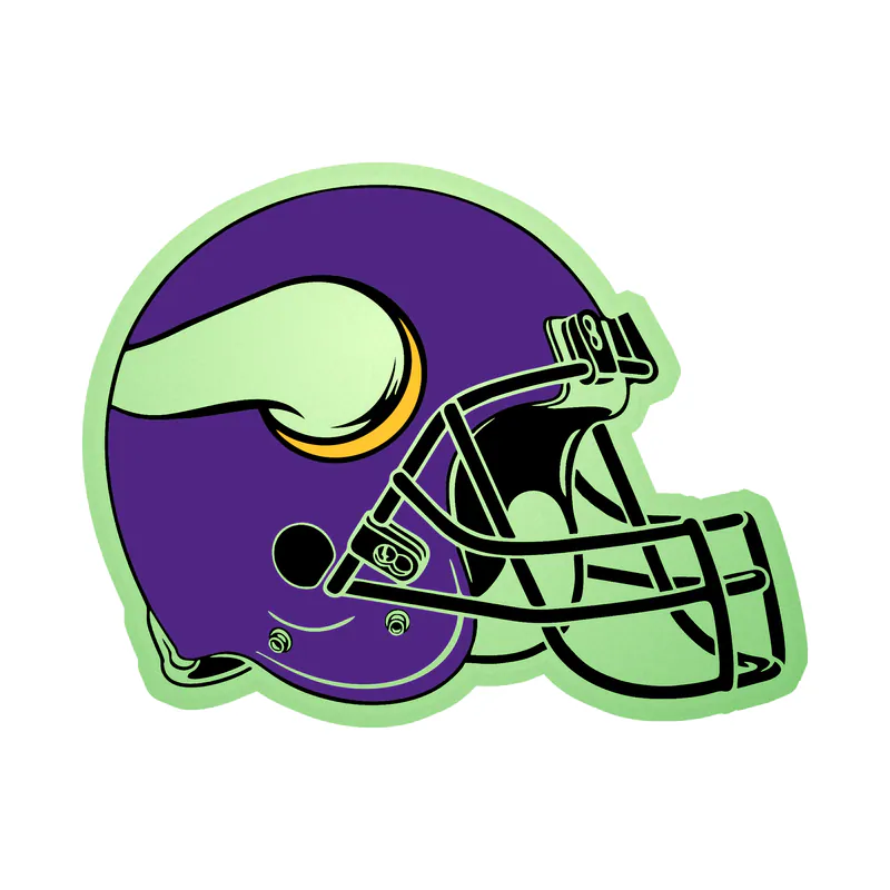 Minnesota Vikings - Helmet with Horn 2 - Glow in the Dark Vinyl Sticker - Custom Size