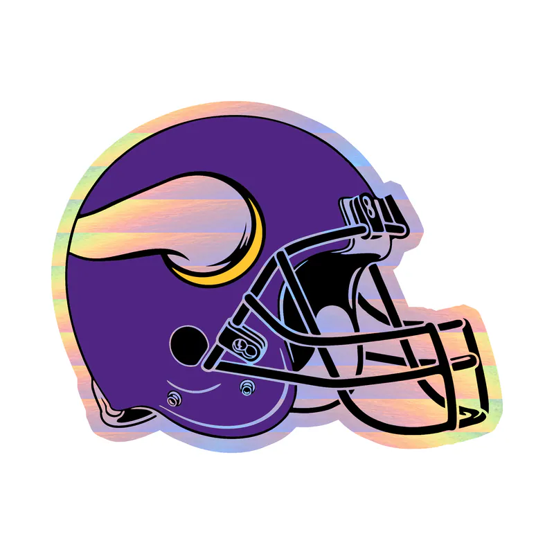 Minnesota Vikings - Helmet with Horn 2 - Holographic Vinyl Sticker - Custom Size