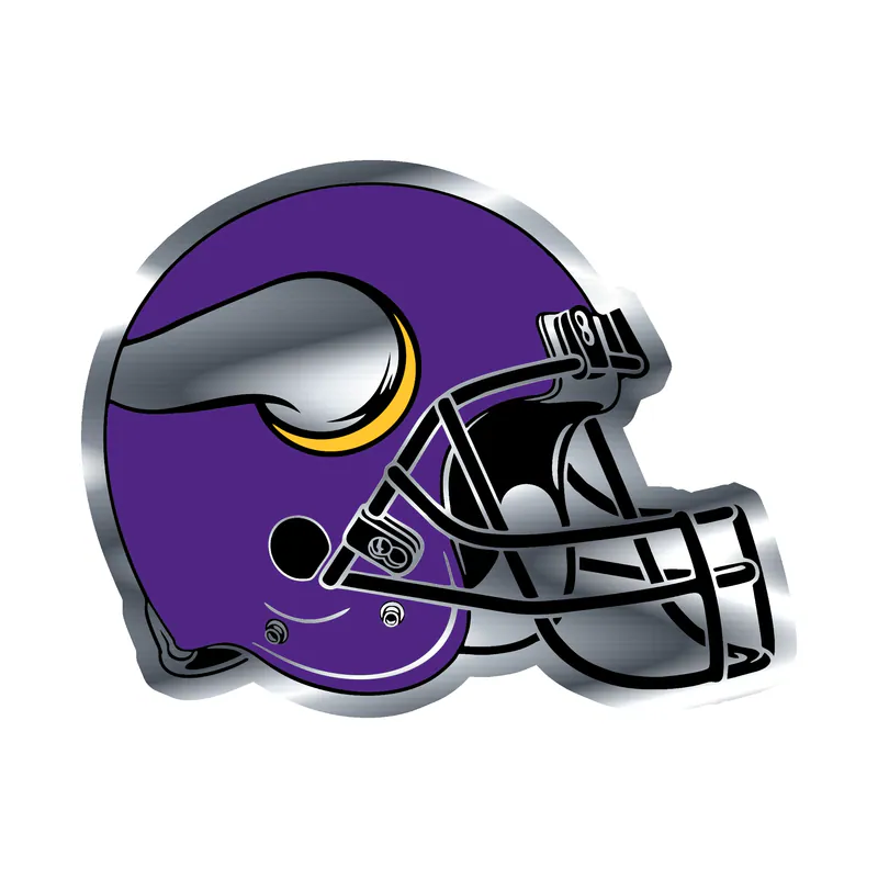 Minnesota Vikings - Helmet with Horn 2 - Silver Chrome Vinyl Sticker - Custom Size
