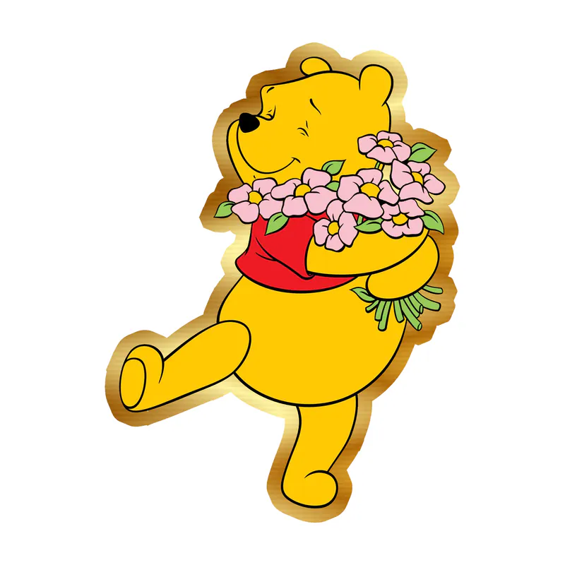 Winnie The Pooh - Gold Chrome Vinyl Sticker - Custom Size
