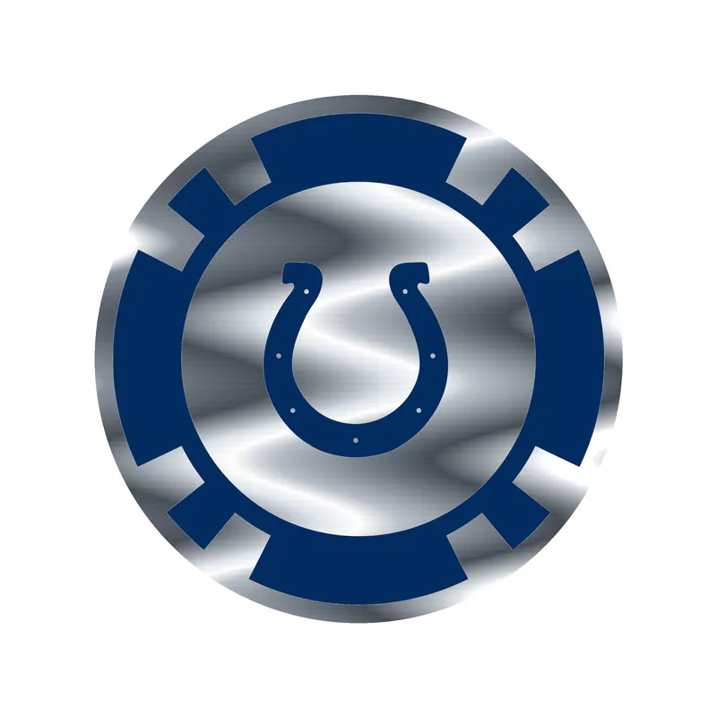 Indianapolis Colts - Poker Chip 2 - Silver Chrome Vinyl Sticker - Custom Size