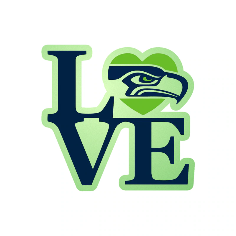 Seattle Seahawks Love Glow in the Dark Vinyl Sticker - Custom Size