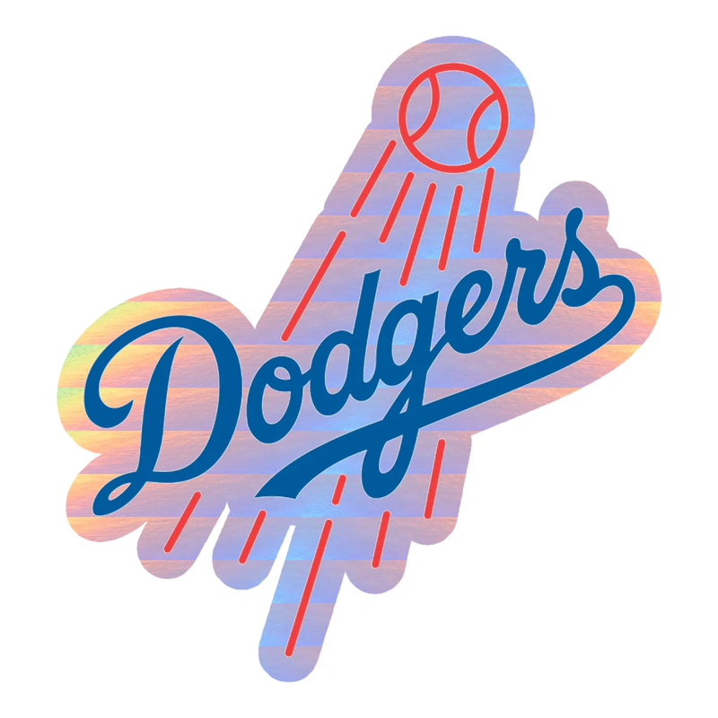 Los Angeles Dodgers - Dodgers With Baseball - Holographic Vinyl Sticker - Custom Size