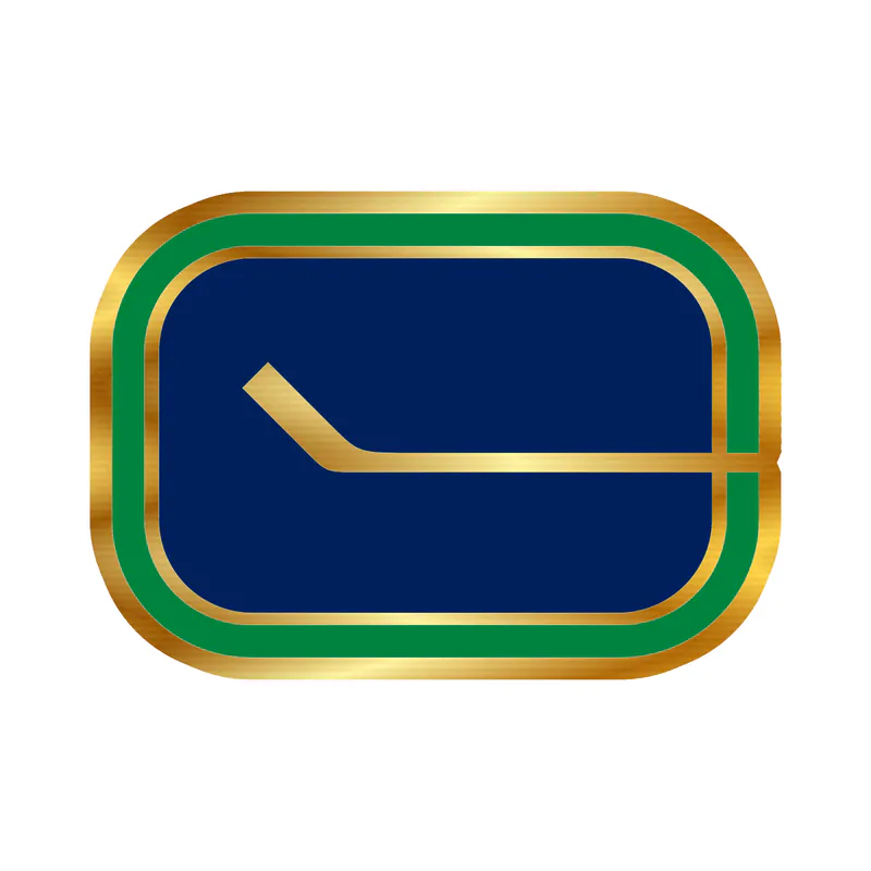 Vancouver Canucks - Rectangle With Hockey Stick - Gold Chrome Vinyl Sticker - Custom Size