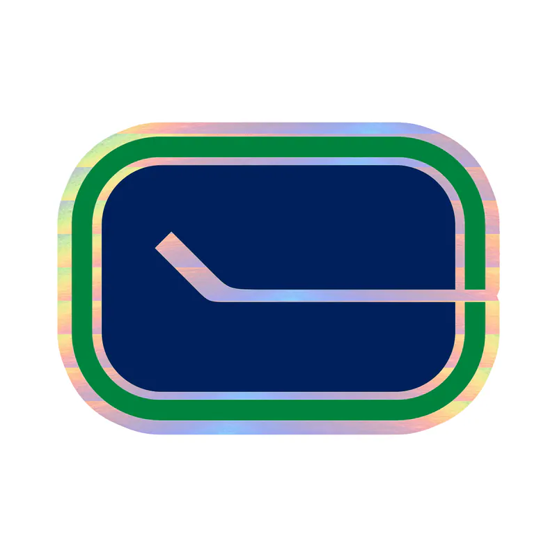 Vancouver Canucks - Rectangle With Hockey Stick - Holographic Vinyl Sticker - Custom Size