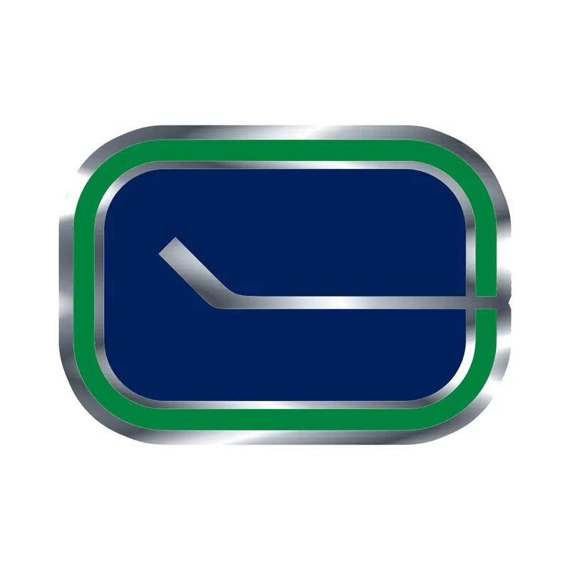 Vancouver Canucks - Rectangle With Hockey Stick - Silver Chrome Vinyl Sticker - Custom Size