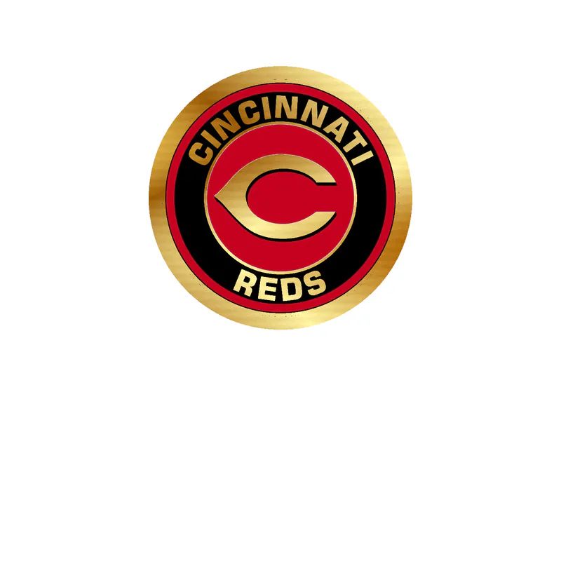Cincinnati Reds- Black and Red Circle - Gold Chrome Vinyl Sticker - Custom Size