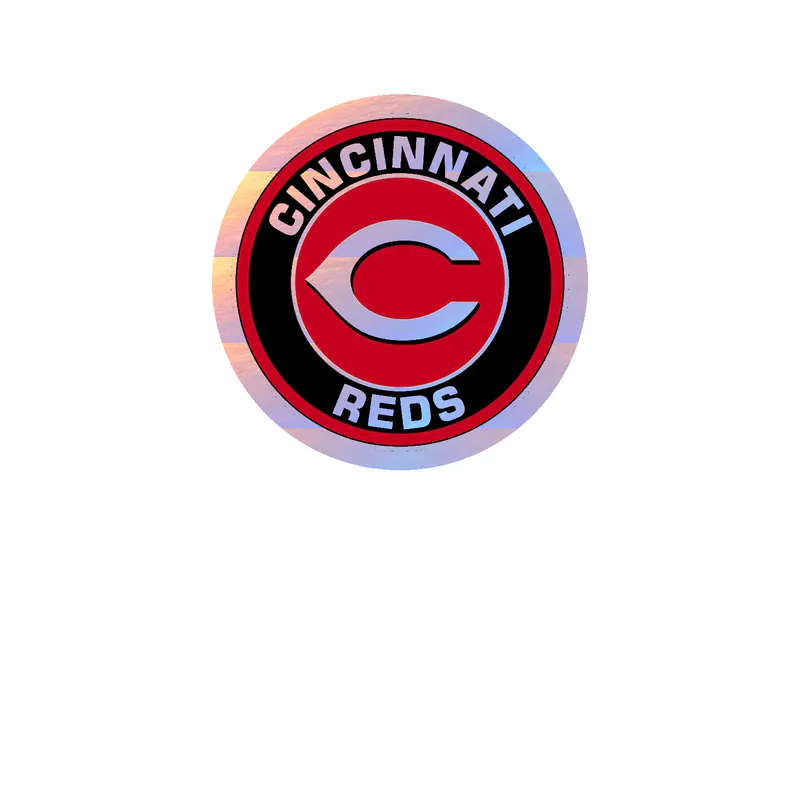 Cincinnati Reds- Black and Red Circle - Holographic Vinyl Sticker - Custom Size