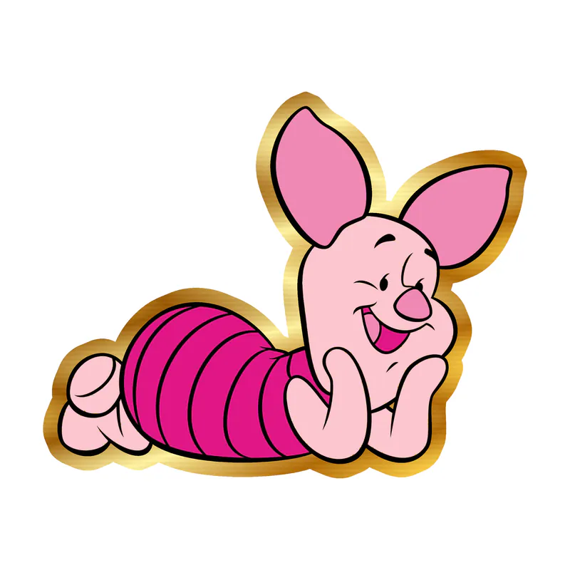 Winnie The Pooh - Piglet - Gold Chrome Vinyl Sticker - Custom Size