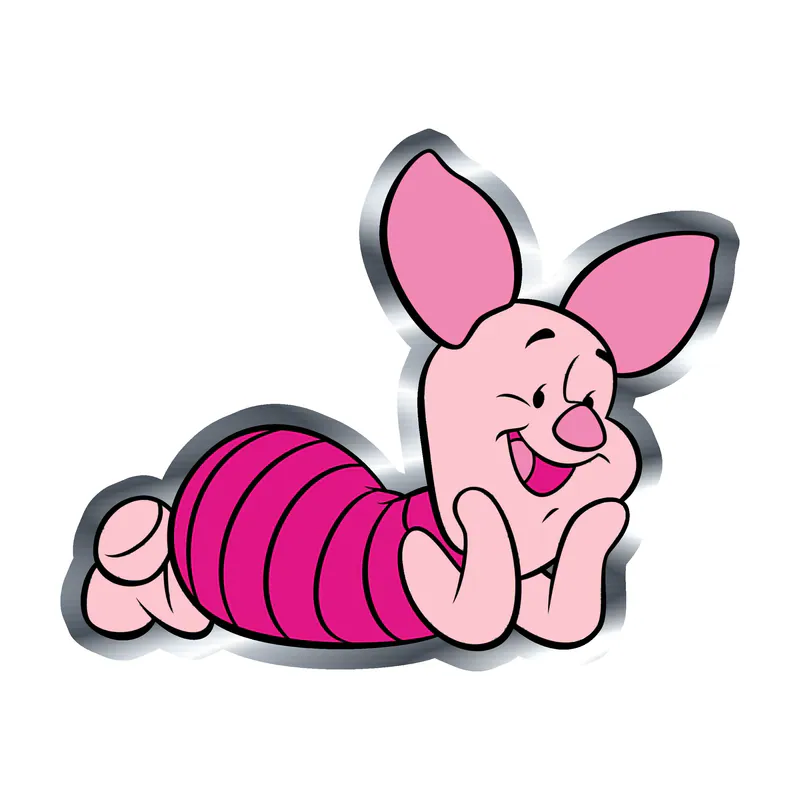 Winnie The Pooh - Piglet - Silver Chrome Vinyl Sticker - Custom Size