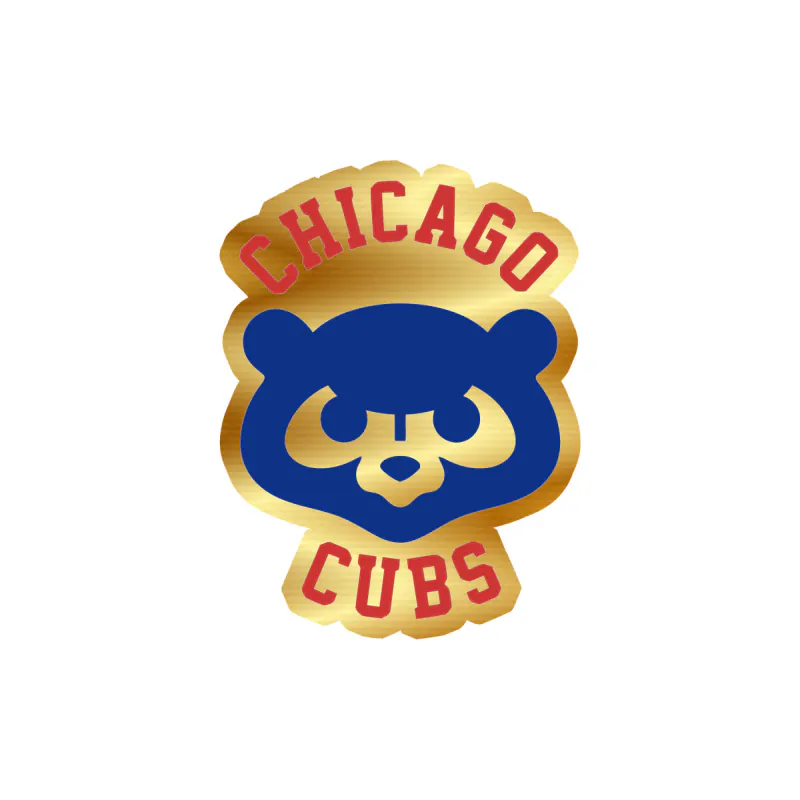 Chicago Cubs - Cub Head With Name - Gold Chrome Vinyl Sticker - Custom Size