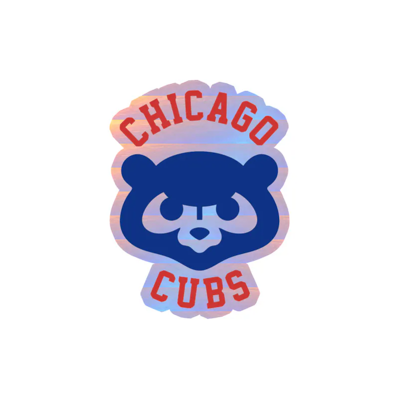 Chicago Cubs - Cub Head With Name - Holographic Vinyl Sticker - Custom Size