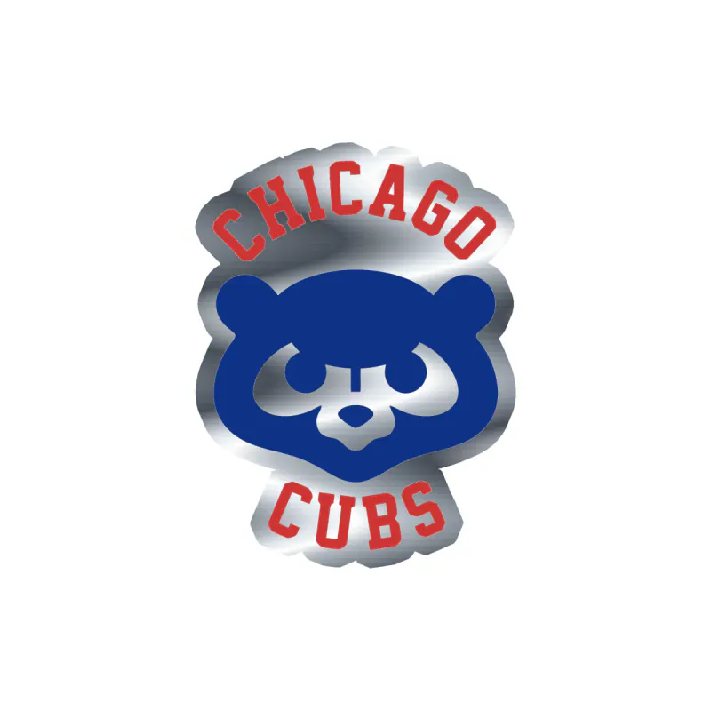 Chicago Cubs - Cub Head With Name - Silver Chrome Vinyl Sticker - Custom Size