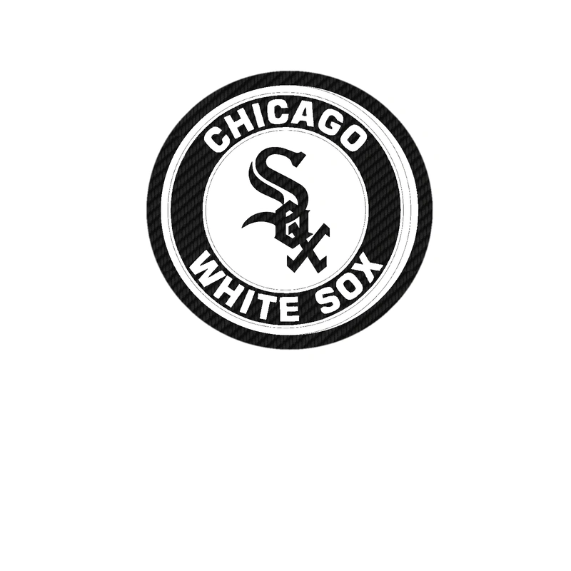 Chicago White Sox - Gray Circle With White Words - Carbon Fiber Vinyl Sticker - Custom Size