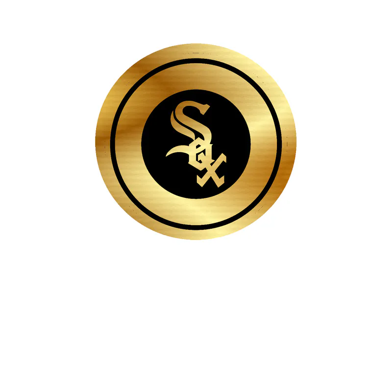 Chicago White Sox - Gray Circle With White Words - Gold Chrome Vinyl Sticker - Custom Size