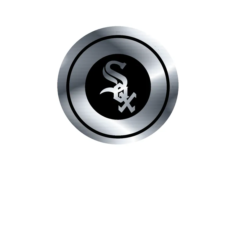 Chicago White Sox - Gray Circle With White Words - Silver Chrome Vinyl Sticker - Custom Size