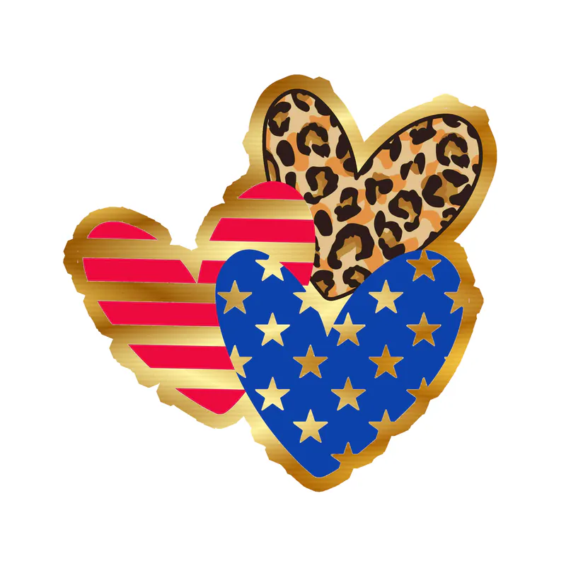 Hearts  - Gold Chrome Vinyl Decal