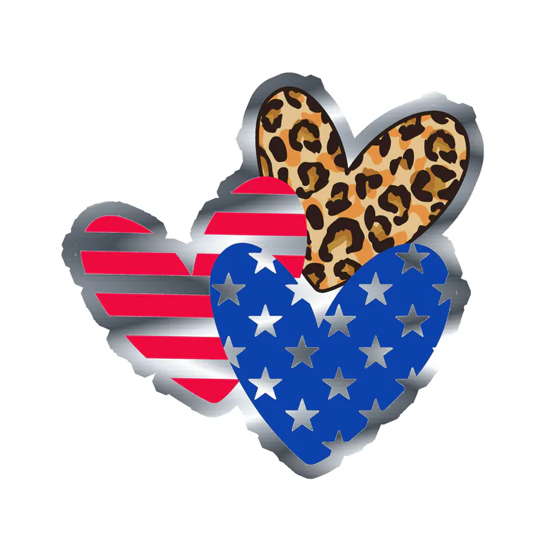 Hearts  - Silver Chrome Vinyl Decal