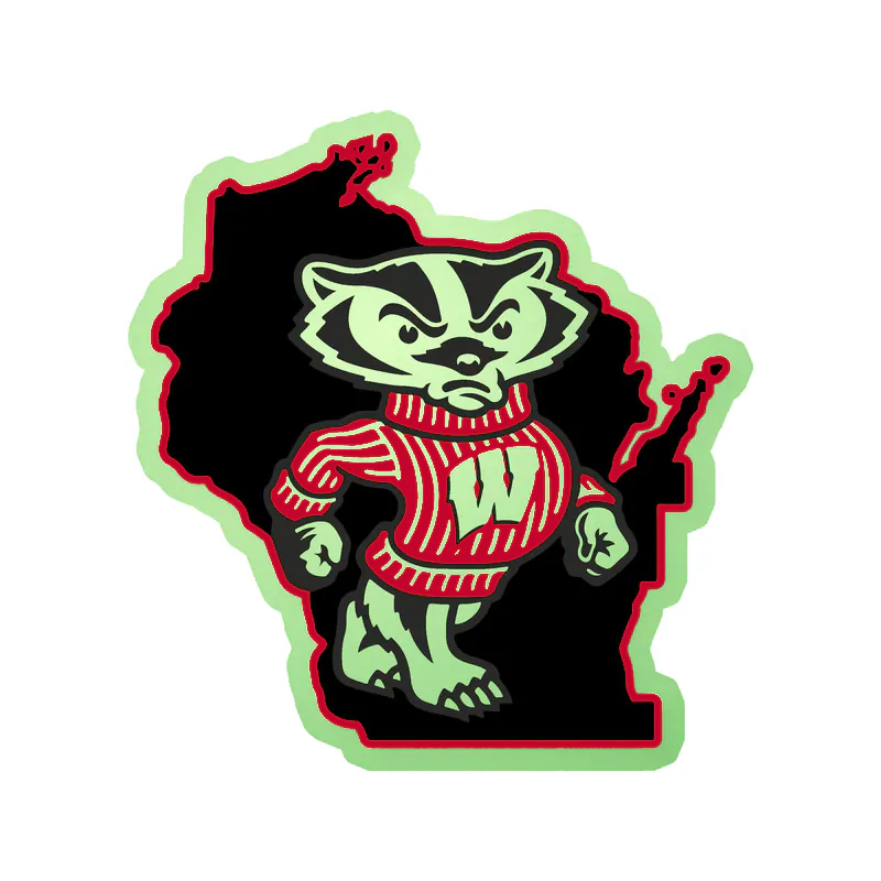 Wisconsin Badgers - Image 1 - Glow in the Dark Vinyl Decal - Custom Size