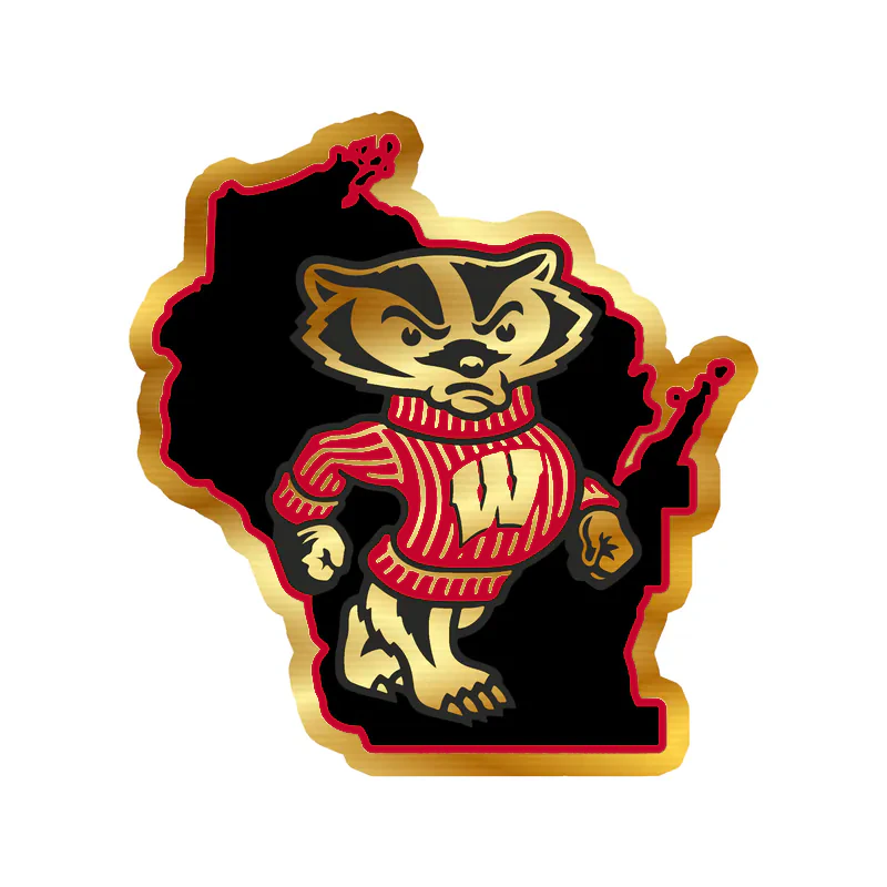 Wisconsin Badgers - Image 1 - Gold Chrome Vinyl Decal - Custom Size