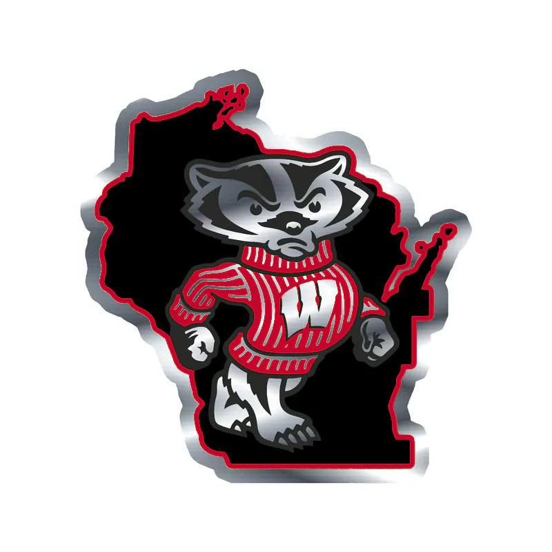 Wisconsin Badgers - Image 1 - Silver Chrome Vinyl Decal - Custom Size