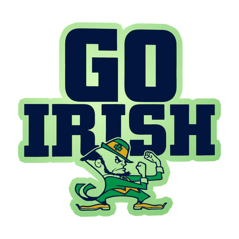 Notre Dame - Go Irish - Glow in the Dark Vinyl Sticker - Custom Size