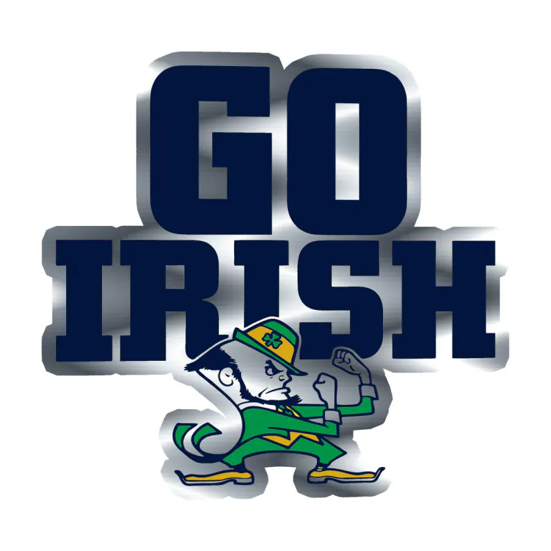 Notre Dame - Go Irish - Silver Chrome Vinyl Sticker - Custom Size