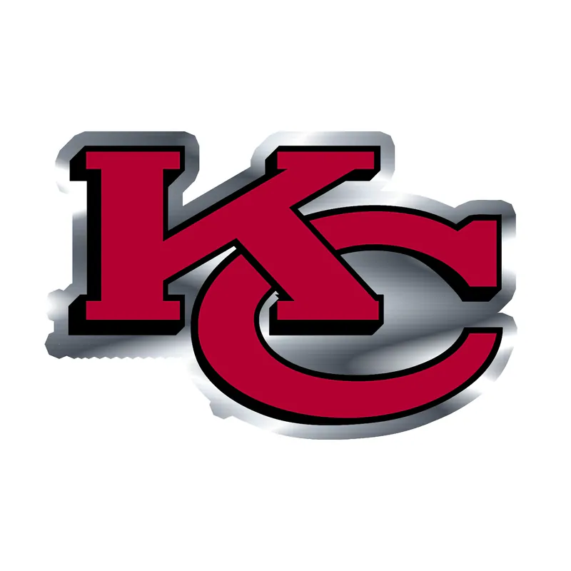 Kansas City Chiefs- KC- Silver Chrome Vinyl Sticker – Custom Size