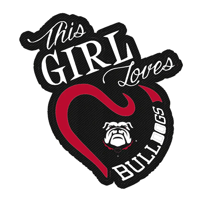 Georgia Bulldogs - This Girl Loves Bulldogs - Carbon Fiber Vinyl Decal - Custom Size