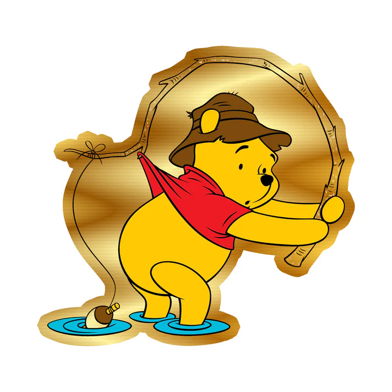 Winnie The Pooh - Gold Chrome Vinyl Sticker - Custom Size