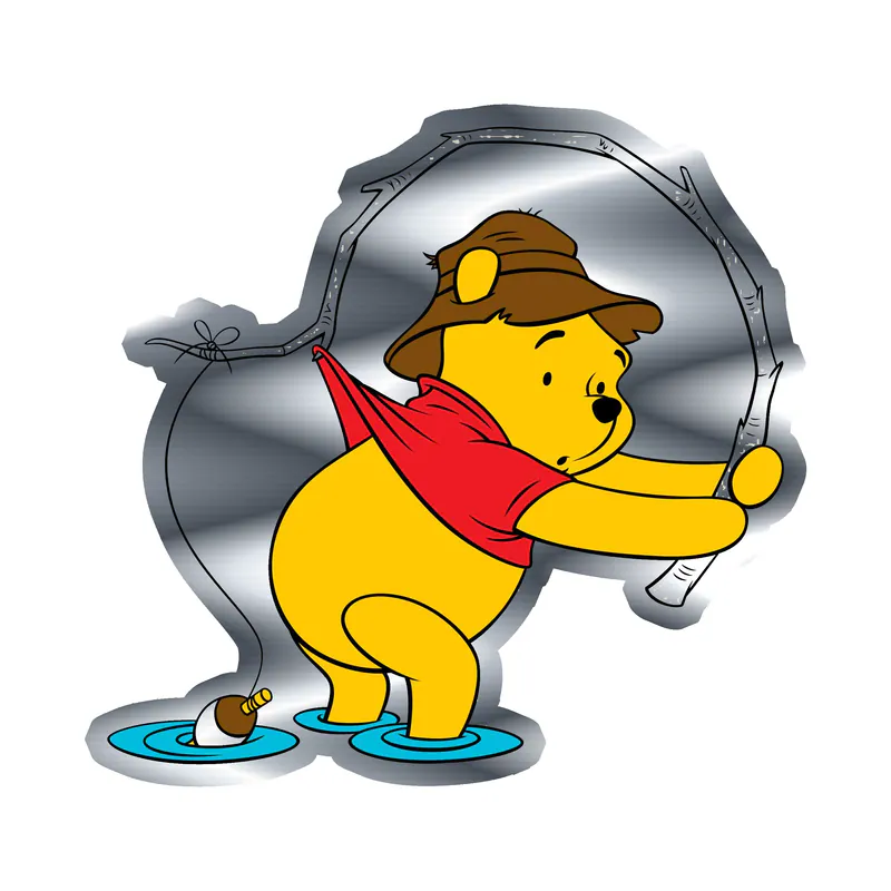 Winnie The Pooh - Silver Chrome Vinyl Sticker - Custom Size