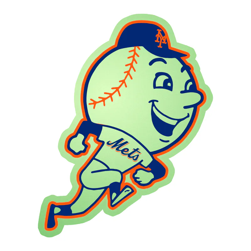 New York Mets - Mr. Met - Glow in the Dark Vinyl Sticker - Custom Size