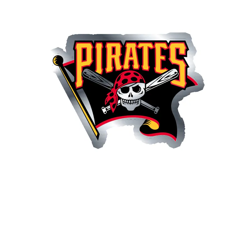 Pittsburgh Pirates - Pirate With Flag - Silver Chrome Vinyl Sticker - Custom Size
