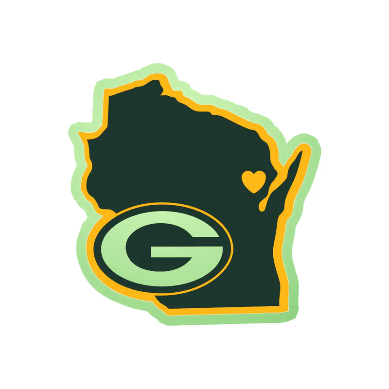 Green Bay Packers - State - Glow in the Dark Vinyl Sticker - Custom Size