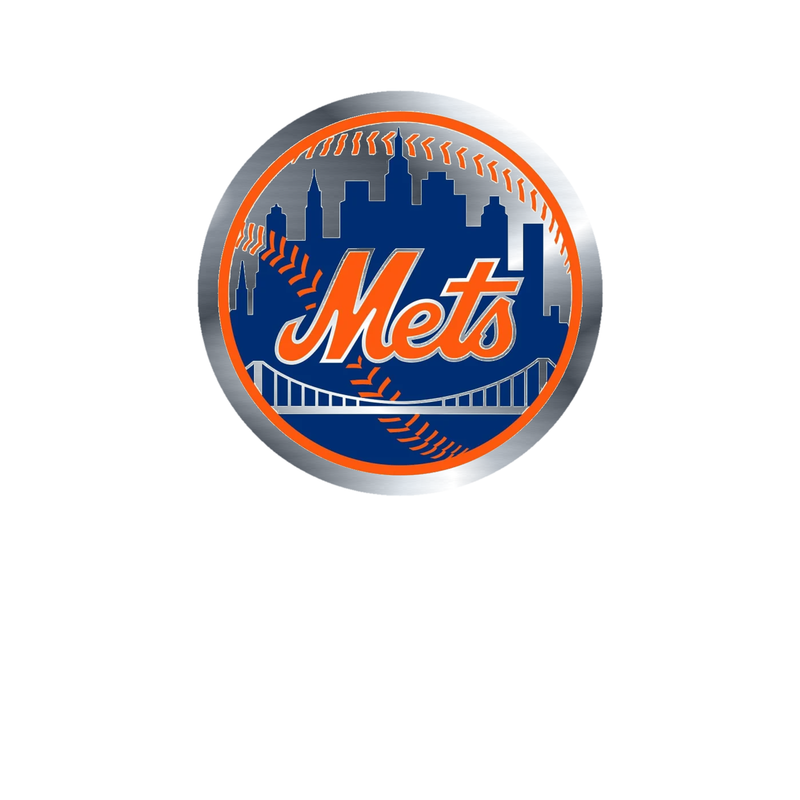 New York Mets - Blue Circle With Bridge - Silver Chrome Vinyl Sticker - Custom Size
