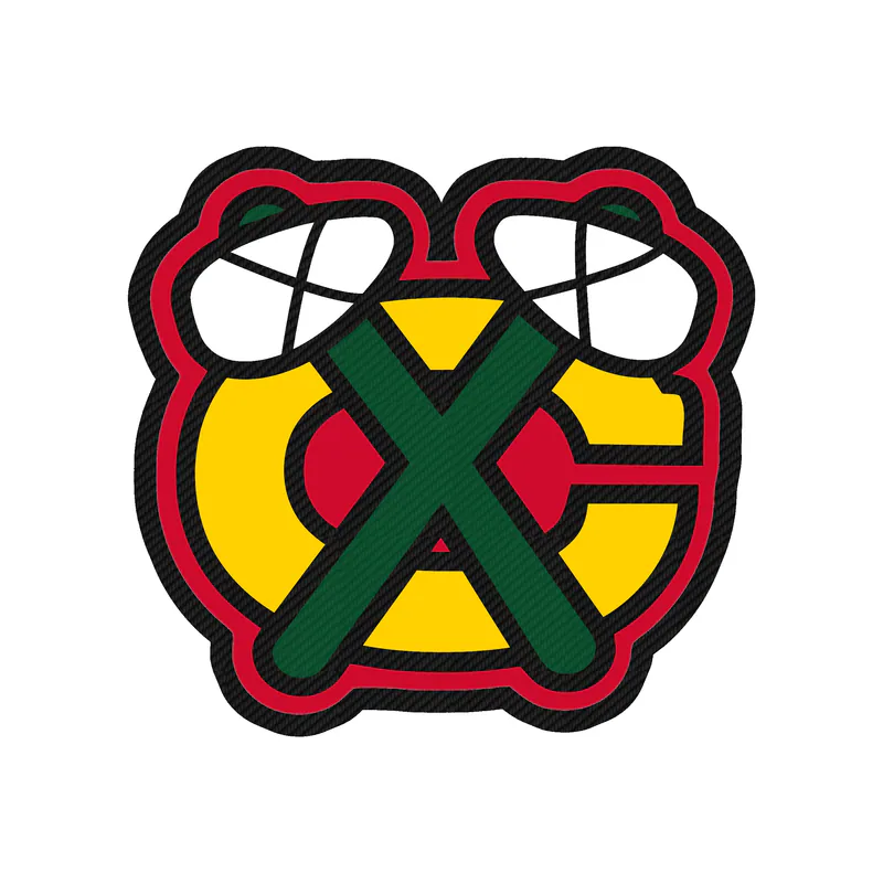 Chicago Blackhawks -  Yellow C With Green Hatchets - Carbon Fiber Vinyl Sticker - Custom Size