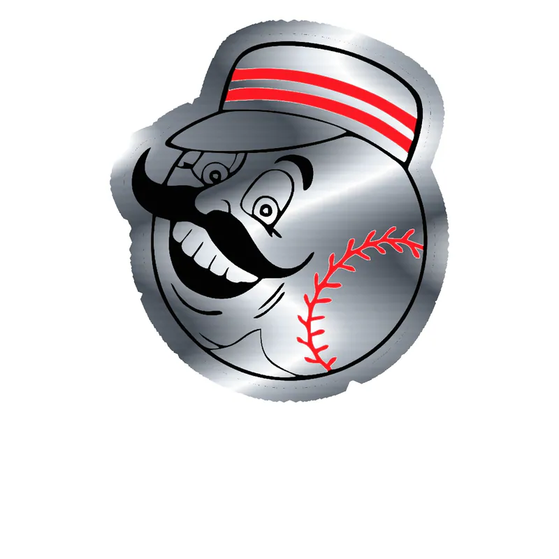 Cincinnati Reds - Mr. Redlegs Head - Silver Chrome Vinyl Sticker - Custom Size