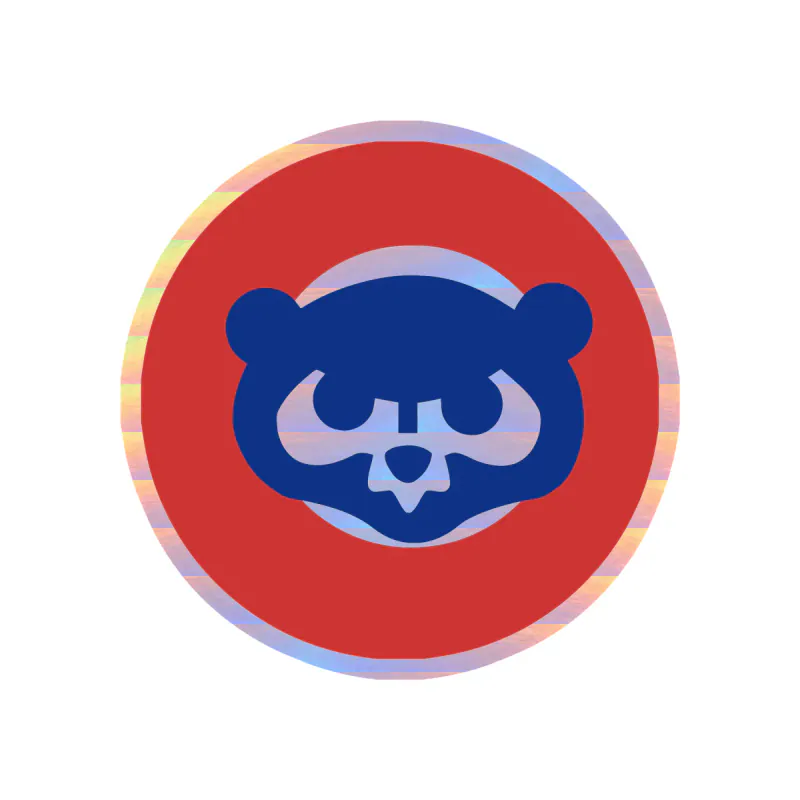 Chicago Cubs - Red Circle With Cub - Holographic Vinyl Sticker - Custom Size