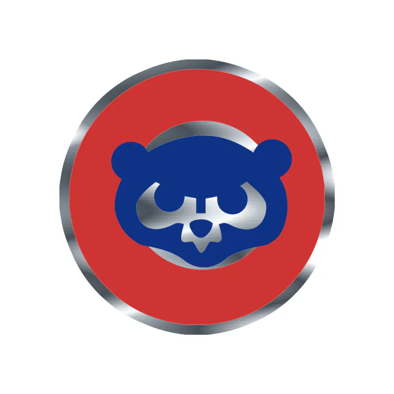 Chicago Cubs - Red Circle With Cub - Silver Chrome Vinyl Sticker - Custom Size