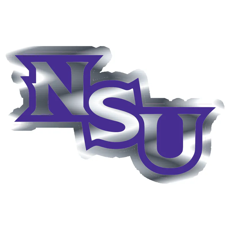 Northwestern State - Purple NSU -  Silver Chrome Vinyl Decal - Custom Size