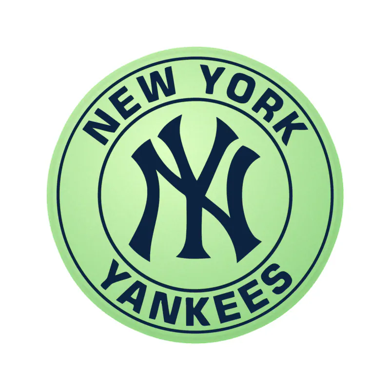 New York Yankees - White Circle Dark Blue Words - Glow in the Dark Vinyl Sticker - Custom Size