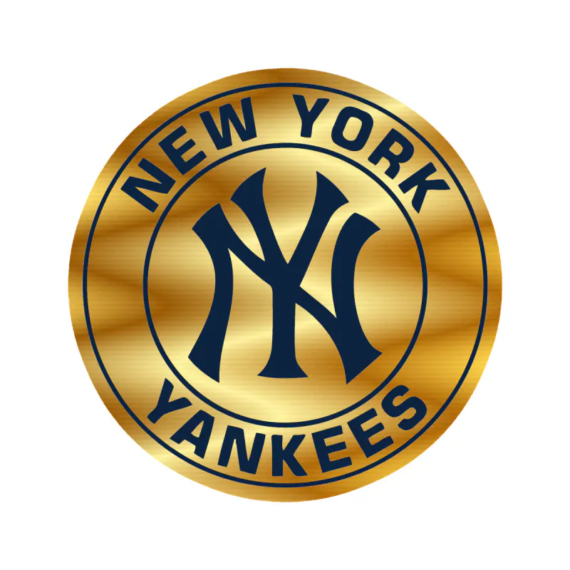New York Yankees - White Circle Dark Blue Words - Gold Chrome Vinyl Sticker - Custom Size