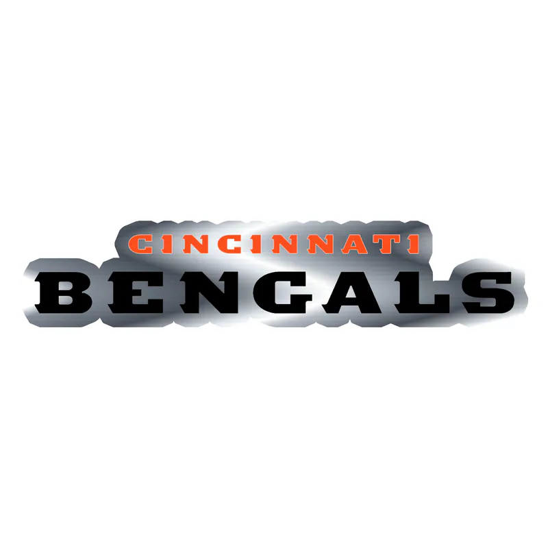 Cincinnati Bengals - Words 2 - Silver Chrome Vinyl Sticker - Custom Size