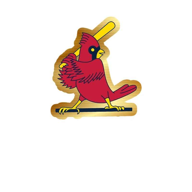 St. Louis Cardinals - Bird With Bat - Gold Chrome Vinyl Sticker - Custom Size