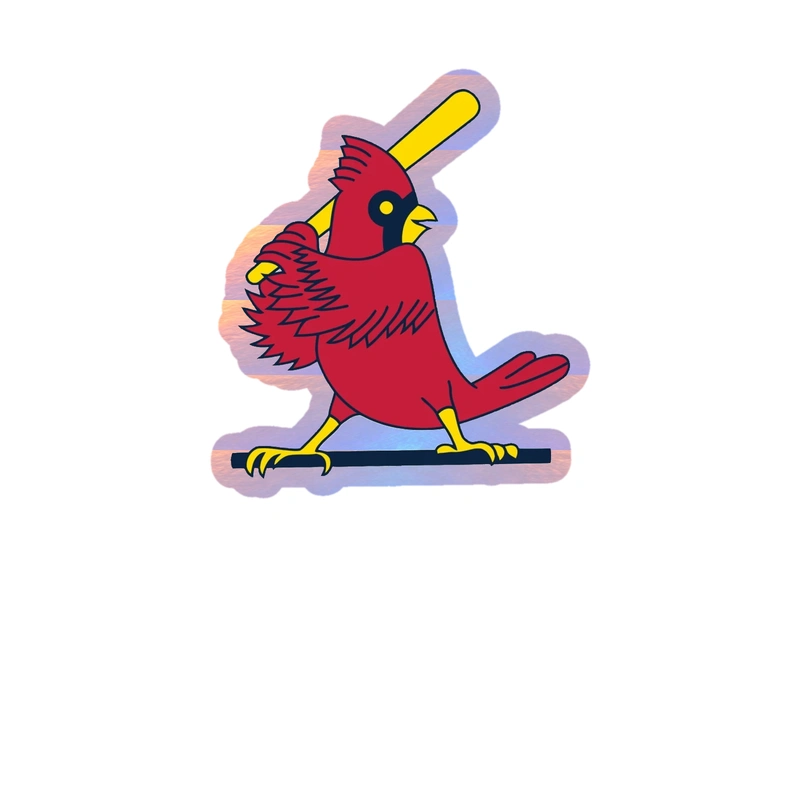 St. Louis Cardinals - Bird With Bat - Holographic Vinyl Sticker - Custom Size